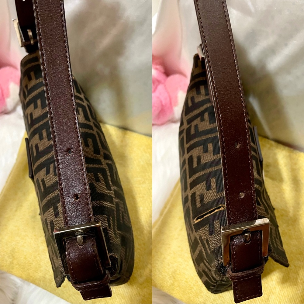 🤍VTG FENDI BAGUETTE ZUCCA Zucchino TOBACCO Pochette Shoulder Bag🤍🍬 - Picture 14 of 17